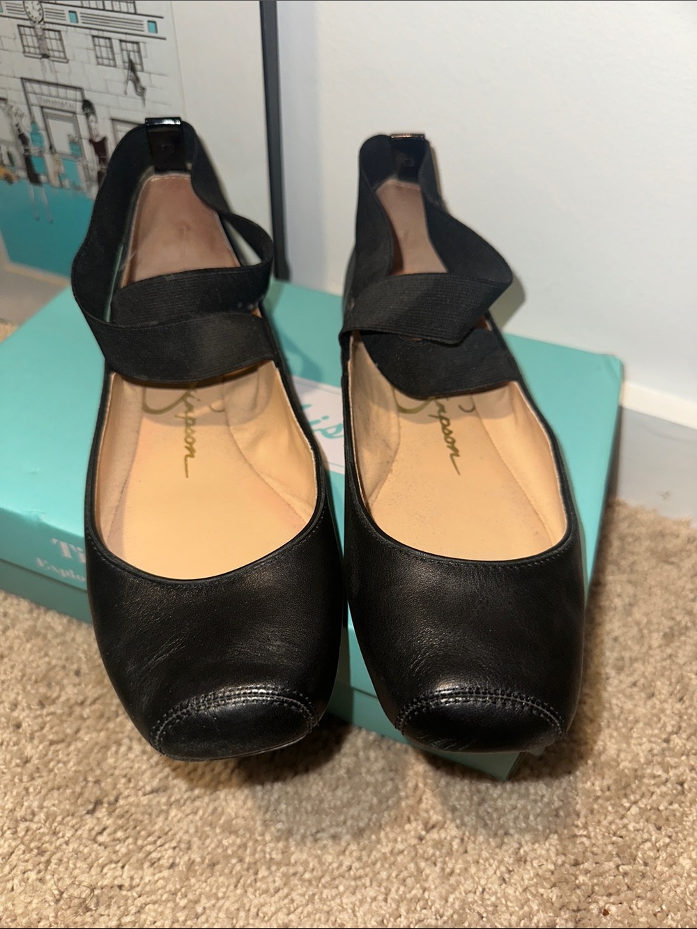 Jessica Simpson Black Women's Ballet Flats with Ankle Strap